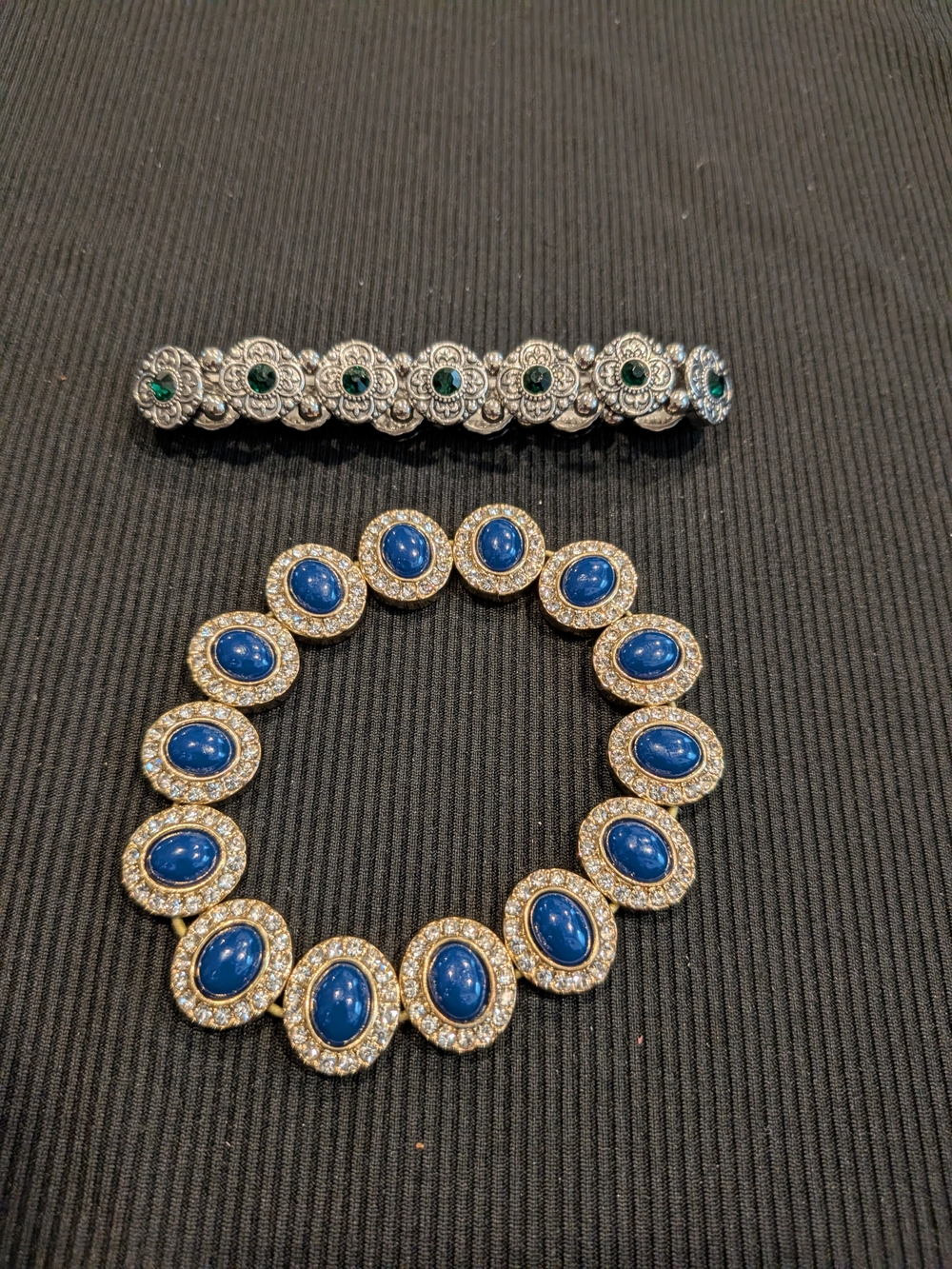 Elegant Blue Stone and Silver Floral Bracelets - Women Jewelry
